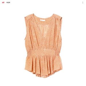H&M NWT Peplum Tank Top, tan/white, size 4